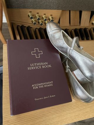 Still using my first hymn accompaniment and first pair of organ shoes.
